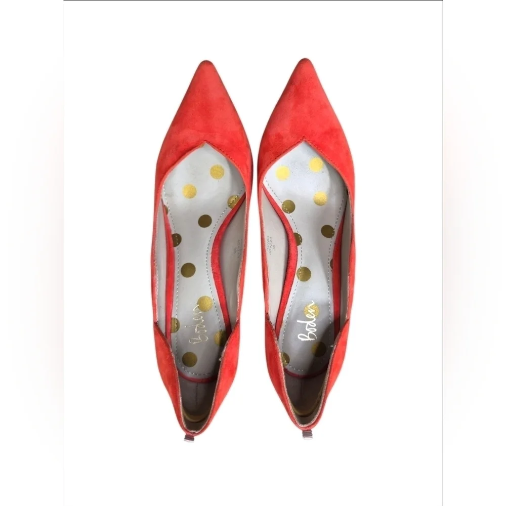 Boden Suede Leather Madison Courts Burnt Orange Scallop Heels Size 7.5
